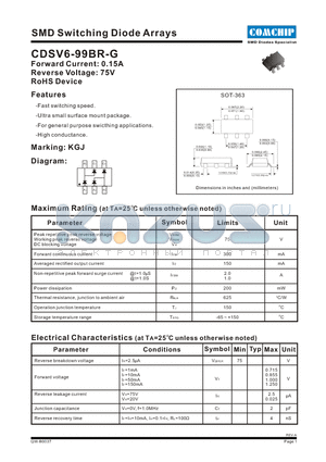 CDSV6-99BR-G datasheet - SMD Switching Diode Arrays
