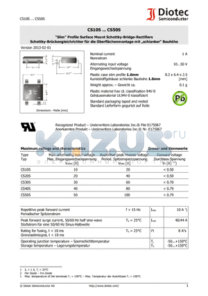 CS40S datasheet - Slim Profile Surface Mount Schottky-Bridge-Rectifiers