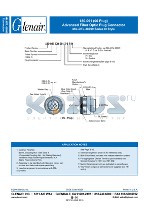 180-091MS06-19 datasheet - Advanced Fiber Optic Plug Connector
