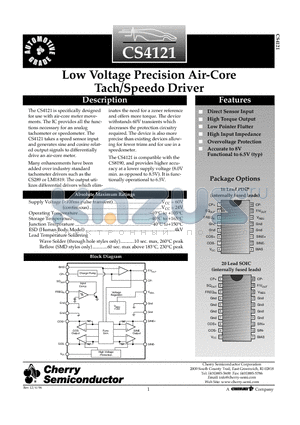 CS4121EDWFR20 datasheet - Low Voltage Precision Air-Core Low Voltage Precision Air-Core
