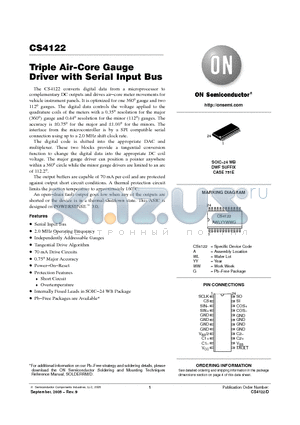 CS4122 datasheet - Triple Air−Core Gauge Driver with Serial Input Bus