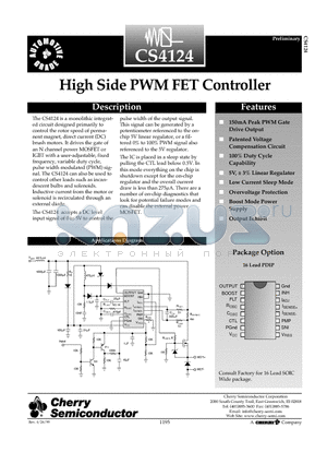 CS4124YN16 datasheet - High Side PWM FET Controller