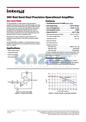 5962R1222301V9A datasheet - 36V Rad Hard Dual Precision Operational Amplifier