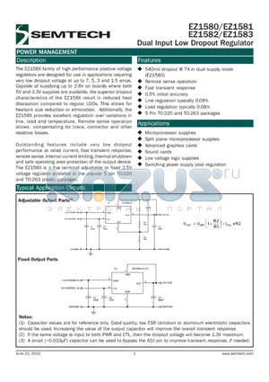 EZ1582CM-X.X.TR datasheet - Dual Input Low Dropout Regulator