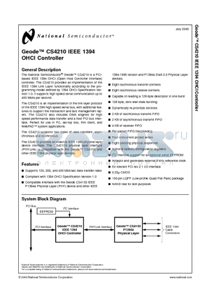 CS4210 datasheet - IEEE 1394 OHCI Controller