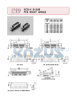 E19-20-F-A-B-A-A-A-1 datasheet - SCSI-II D-SUB PCB RIGHT ANGLE