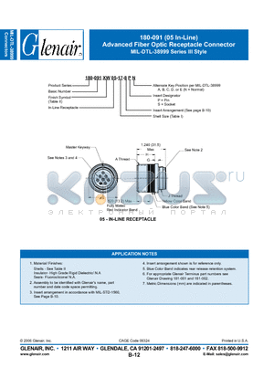 180-091NF05-13-8PB datasheet - Advanced Fiber Optic Receptacle Connector