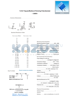 3266X200 datasheet - 7.26.7 Square/Multiturn/Trimming Potentiometer