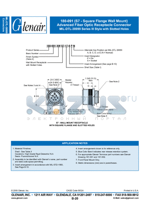 180-091NGS7-13-8PD datasheet - Advanced Fiber Optic Receptacle Connector