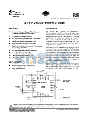 DRV593 datasheet - 3−A HIGH−EFFICIENCY PWM POWER DRIVER