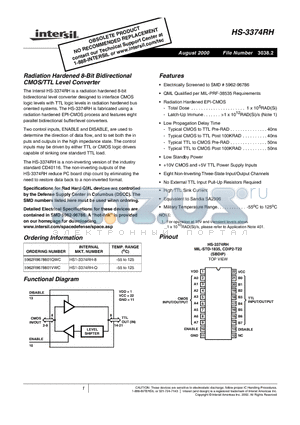 5962R9678601QWC datasheet - Radiation Hardened 8-Bit Bidirectional CMOS/TTL Level Converter