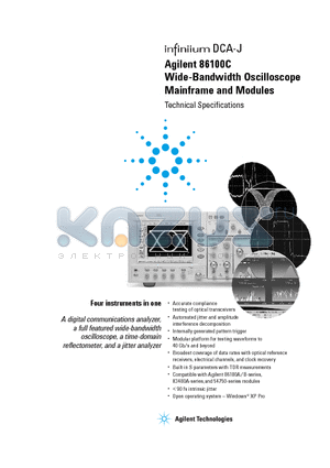 86100C datasheet - Wide-Bandwidth Oscilloscope Mainframe and Modules
