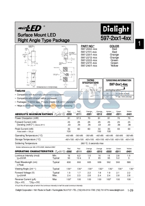 597-2222-407 datasheet - Surface Mount LED Right Angle Type Package