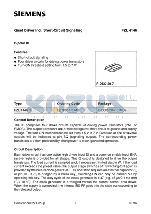 FZL4146 datasheet - Quad Driver Incl. Short-Circuit Signaling