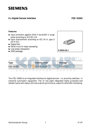 FZE1658G datasheet - 8 x Digital Sensor Interface