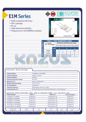 E1M2BCC20-30000M datasheet - CRYSTAL