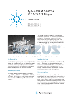 86207A datasheet - 50 Y & 75 Y RF Bridges