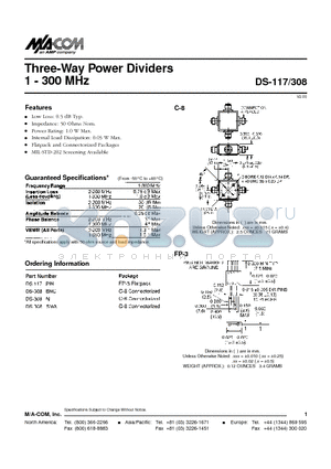 DS-308N datasheet - Three-Way Power Dividers 1 - 300 MHz