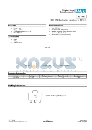 FZT7053TA datasheet - 100V NPN Darlington transistor in SOT223