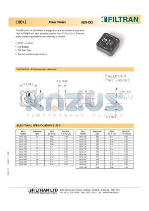 8626-33B datasheet - CHOKE Power Chokes