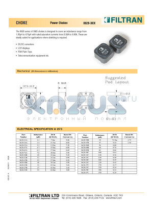 8628-27B datasheet - CHOKE Power Chokes