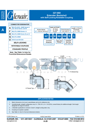 327AW060XM22 datasheet - Extender Backshell