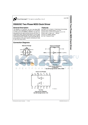 DS0025CJ-8 datasheet - Two Phase MOS Clock Driver