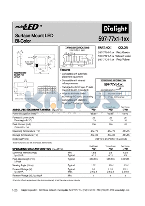 597-7721-102 datasheet - Surface Mount LED Bi-Color
