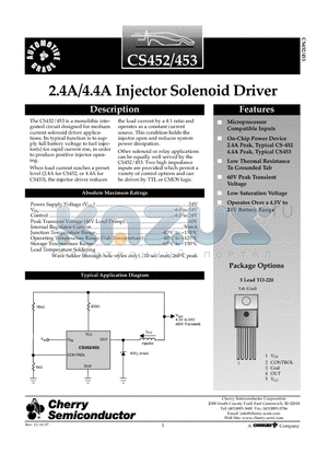 CS452GTHA5 datasheet - 2.4A/4.4A Injector Solenoid Driver