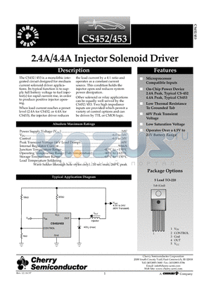 CS452GTVA5 datasheet - 2.4A/4.4A Injector Solenoid Driver