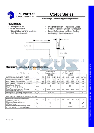 CS458S8 datasheet - Radial High Current, High Voltage Diodes