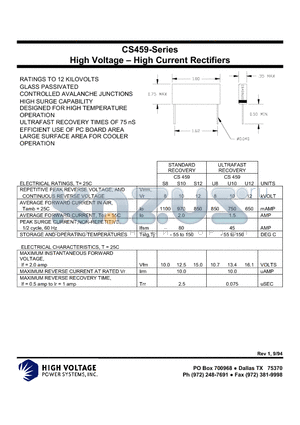 CS459U10 datasheet - High Voltage - High Current Rectifiers