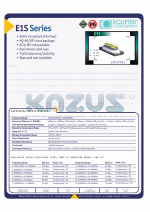 E1SCAS-20000MTR datasheet - CRYSTAL
