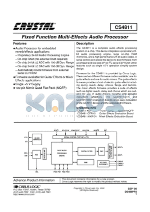 CS4811 datasheet - Fixed Function Multi-Effects Audio Processor