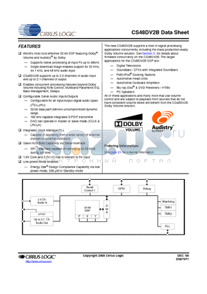 CS48DV2B-DQZ datasheet - 32-bit Audio DSP for Dedicated Dolby Volume and Audistry by Dolby