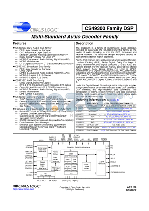 CS493005 datasheet - Multi-Standard Audio Decoder Family