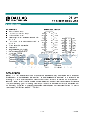 DS1007 datasheet - 7-1 Silicon Delay Line