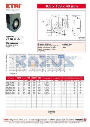 599DM4LP11000 datasheet - DC Centrifugal Blowers