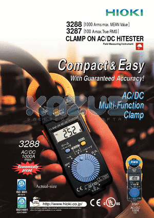 3288 datasheet - CLAMP ON AC/DC HiTESTER