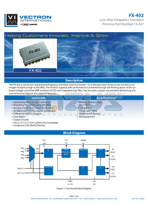 FX-402-EDE-SC datasheet - Low Jitter Frequency Translator