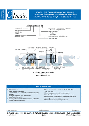 180-091ZNUH7-11-8SA datasheet - Advanced Fiber Optic Receptacle Connector