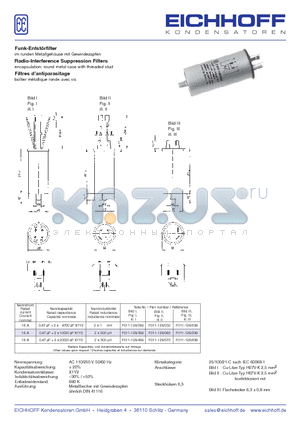 F011-359 datasheet - Funk-Entstrfilter im runden Metallgehuse mit Gewindezapfen