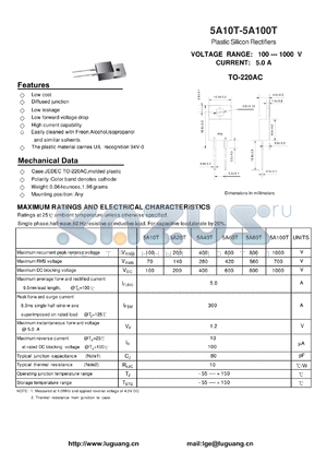 5A100T datasheet - Plastic Silicon Rectifiers