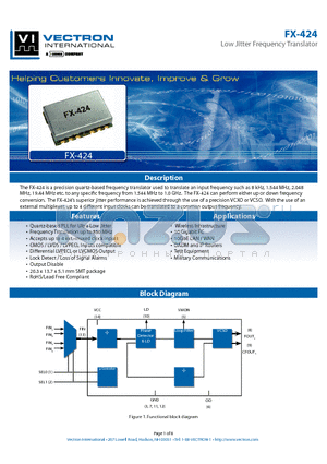 FX-424DAC-D1G datasheet - Low Jitter Frequency Translator