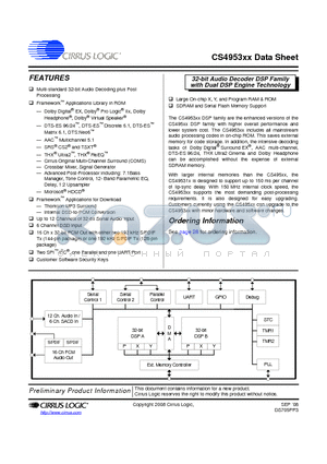 CS4953XX_08 datasheet - 32-bit Audio Decoder DSP Family