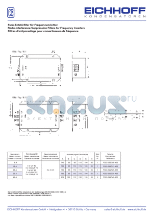 F022-307-420 datasheet - Funk-Entstrfilter fr Frequenzumrichter Radio-Interference