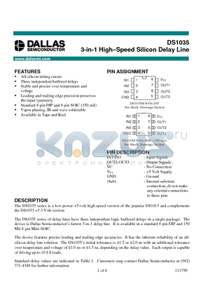 DS1035-6 datasheet - 3-in-1 High.Speed Silicon Delay Line