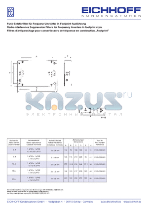 F033-070 datasheet - Funk-Entstrfilter fr Frequenz-Umrichter in Footprint-Ausfhrung