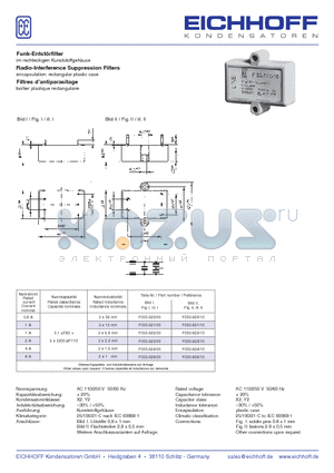 F033-620 datasheet - Funk-Entstorfilter im rechteckigen Kunststoffgehause