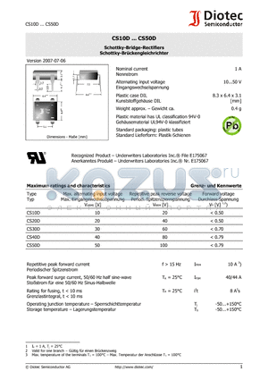 CS50D datasheet - Schottky-Bridge-Rectifiers